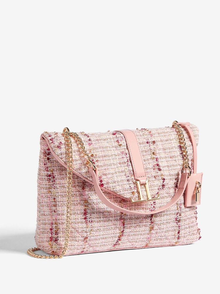 Lipsy Pink Boucle Quilted Chain Shoulder Bag - Image 2 of 5