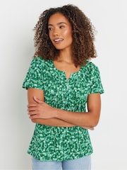 Verde - M&Co Short Sleeve 100% Cotton Henley Top - Imagen 1 de 5