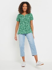 Verde - M&Co Short Sleeve 100% Cotton Henley Top - Imagen 2 de 5