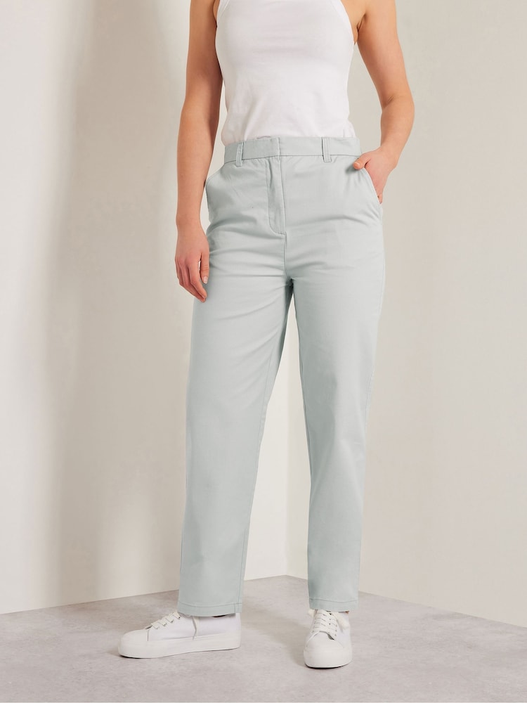 Long Tall Sally Grey Cotton Casual Chino Trousers - Image 2 of 5