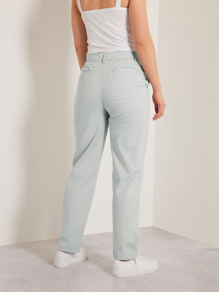 Long Tall Sally Grey Cotton Casual Chino Trousers - Image 3 of 5