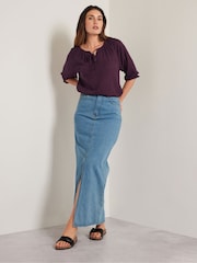 Long Tall Sally Purple Boho Linen Top - Image 2 of 6