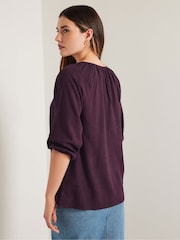 Long Tall Sally Purple Boho Linen Top - Image 3 of 6
