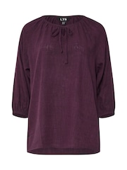 Long Tall Sally Purple Boho Linen Top - Image 6 of 6
