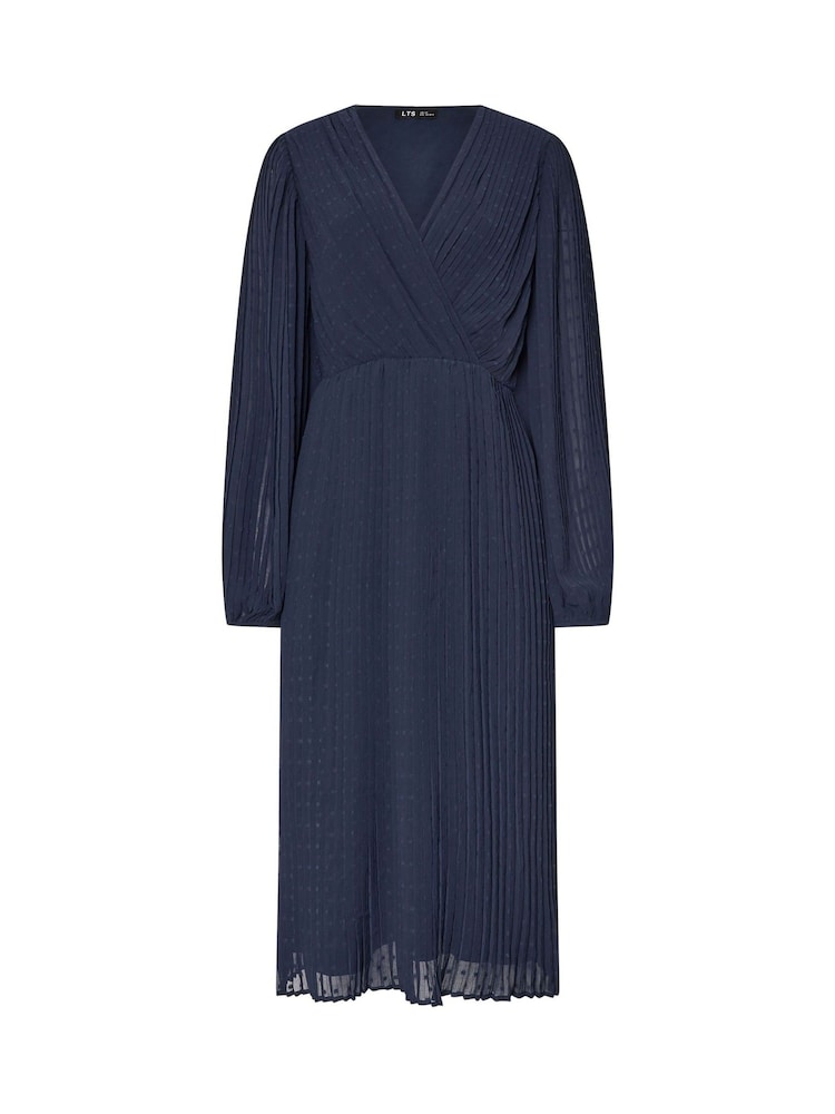 Long Tall Sally Blue Chiffon Pleated Dress - Image 5 of 5 Long Tall Sally Blue Chiffon Pleated Dress - Image 5 of 5