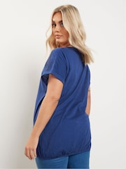 Yours Curve Blue Grown On Bubble Hem Crochet 100% Cotton Blouses - Image 3 of 5