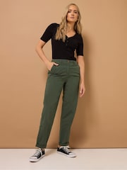 Long Tall Sally Green Cotton Casual Chino Trousers - Image 2 of 5