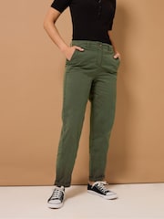 Long Tall Sally Green Cotton Casual Chino Trousers - Image 3 of 5