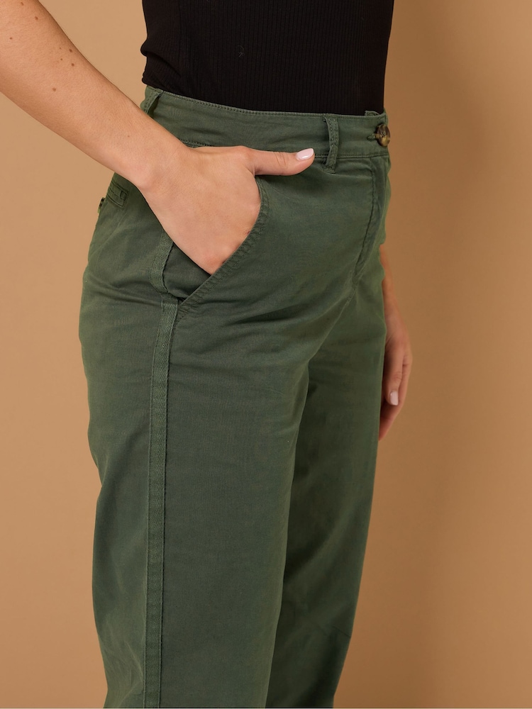 Long Tall Sally Green Cotton Casual Chino Trousers - Image 5 of 5