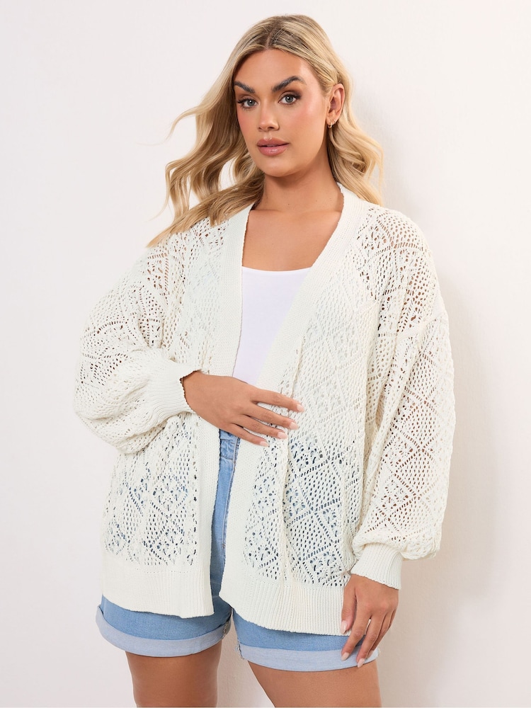 črna - Yours Curve Diamond Stitch Balloon Cardigan - Slika 1 iz 6