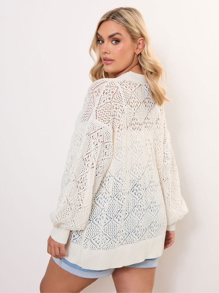črna - Yours Curve Diamond Stitch Balloon Cardigan - Slika 2 iz 6