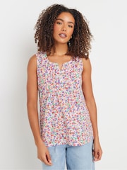 M&Co Pink Sleeveless 100% Cotton Henley Vest - Image 1 of 5