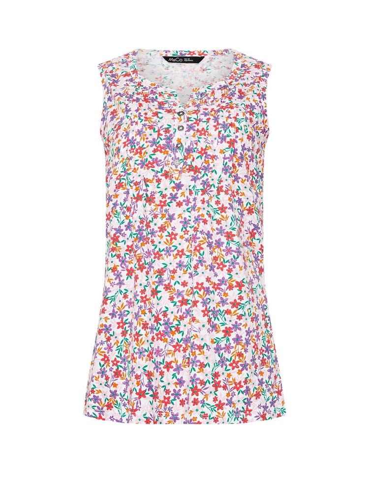 M&Co Pink Sleeveless 100% Cotton Henley Vest - Image 5 of 5