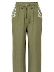 Verde - Pantaloni largi cu broderie Yours Curve - Imaginea 5 din 5
