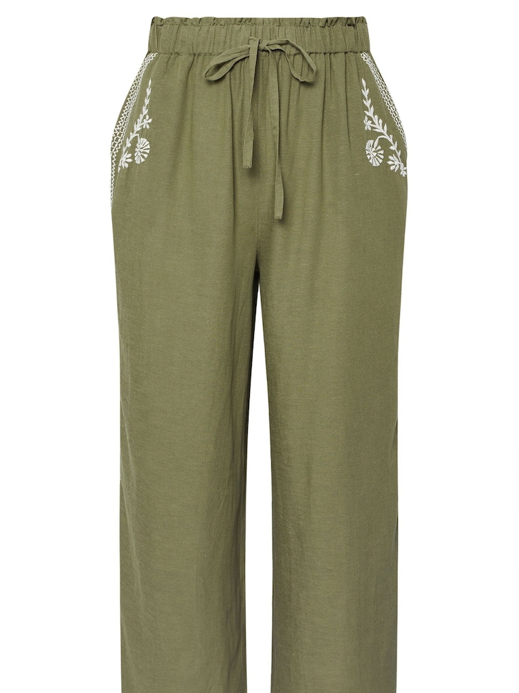 Grün - Yours Curve Embroidery Wide Leg Trousers - Bild 5 von 5 Grün - Yours Curve Embroidery Wide Leg Trousers - Bild 5 von 5