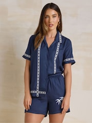 Long Tall Sally Blue Embroideried Shorts - Image 1 of 5