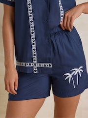 Long Tall Sally Blue Embroideried Shorts - Image 4 of 5