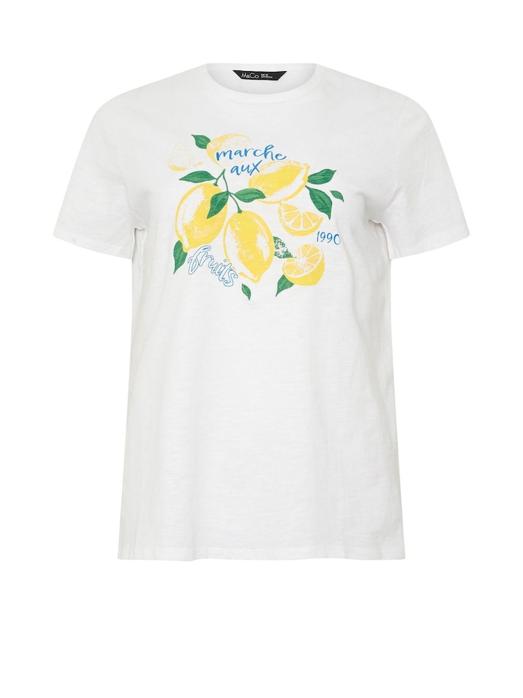 M&Co White Crew Neck 100% Cotton T-Shirt - Image 5 of 5