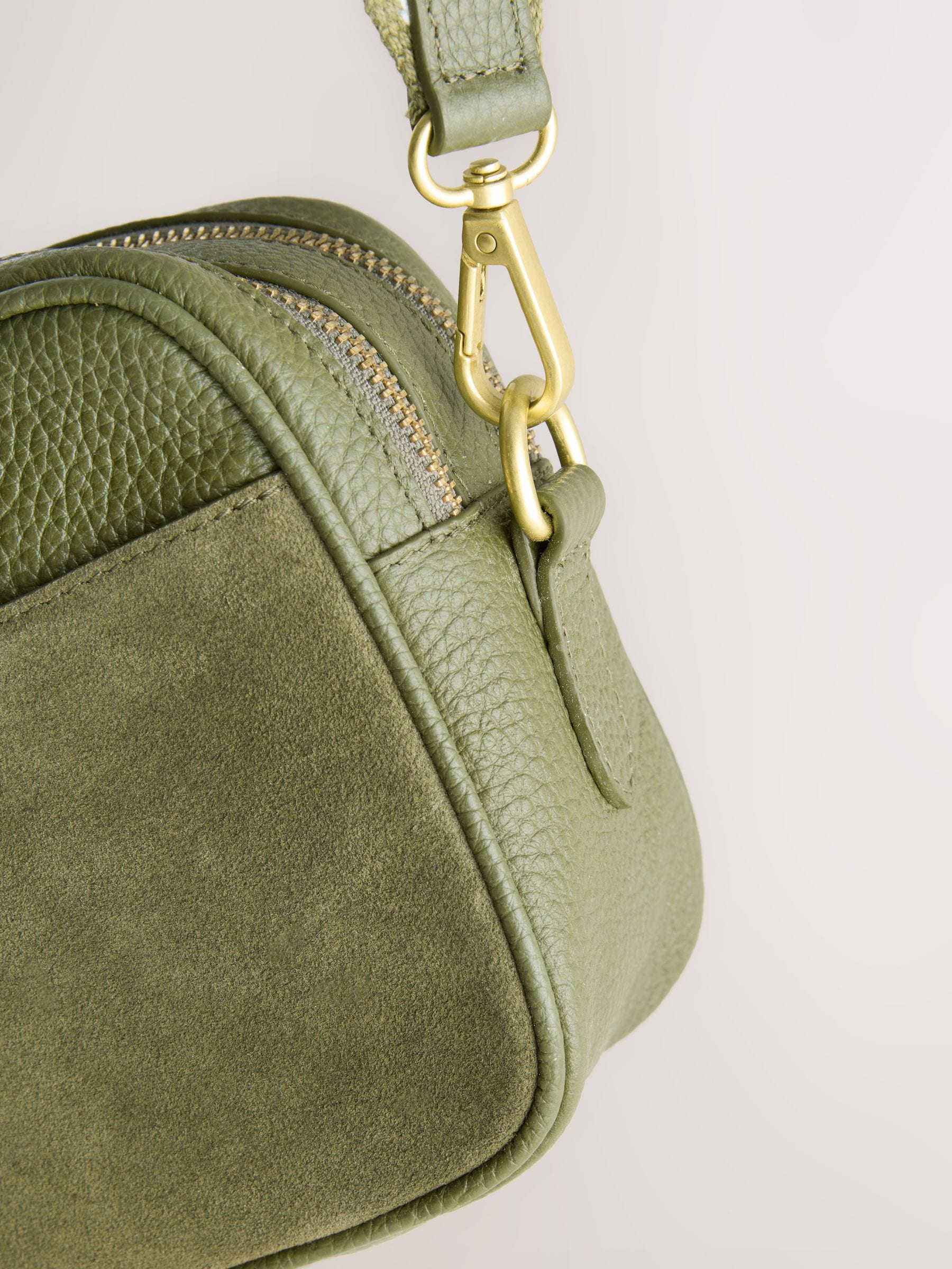 Buy Olive Green Leather Camera Bag from Next USA