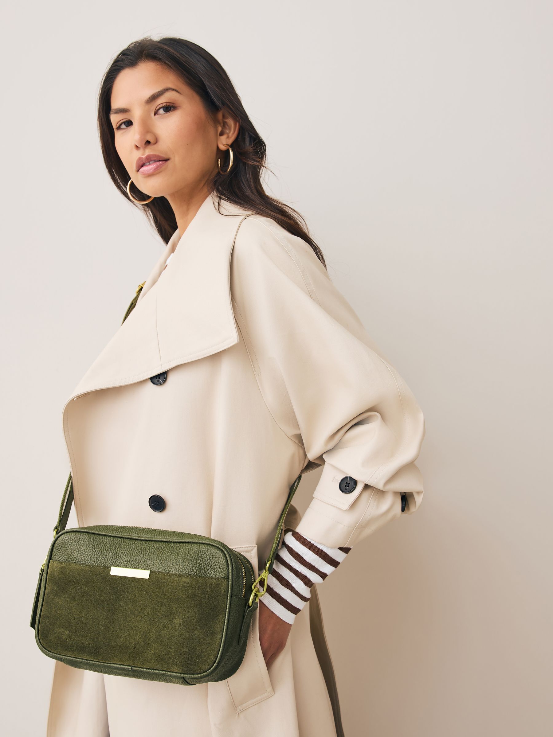 Buy Olive Green Leather Camera Bag from Next USA
