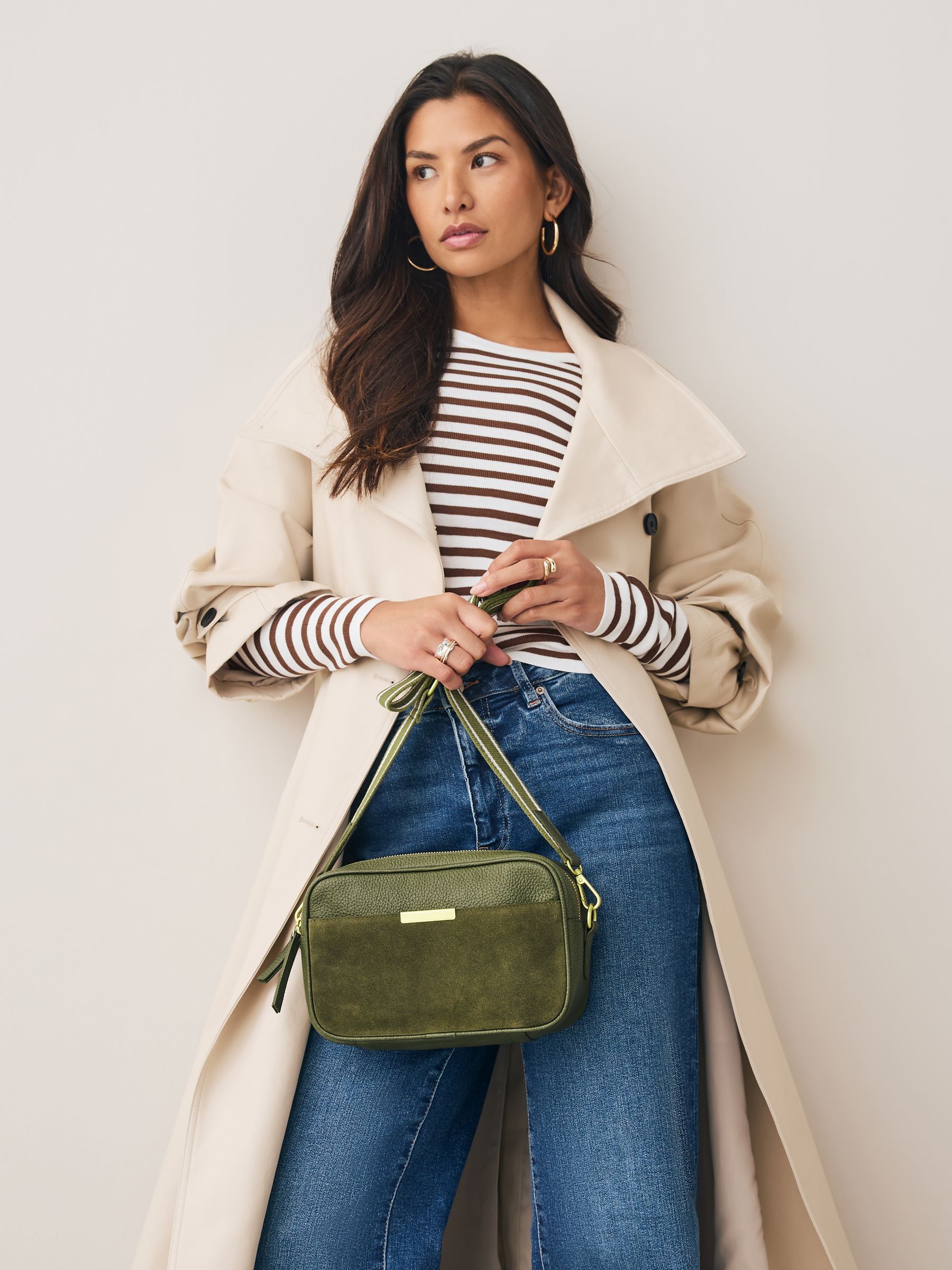 Buy Olive Green Leather Camera Bag from Next USA
