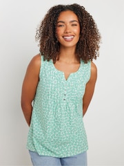 M&Co Green Sleeveless 100% Cotton Henley Vest - Image 1 of 5
