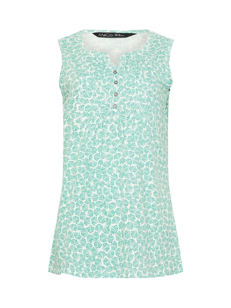 M&Co Green Sleeveless 100% Cotton Henley Vest - Image 5 of 5