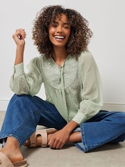 M&Co Green Long Sleeve Boho Blouse - Image 1 of 5