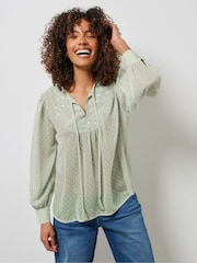 M&Co Green Long Sleeve Boho Blouse - Image 2 of 5