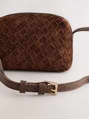 Tan Brown Leather Weave Cross-Body Bag - Image 7 of 8