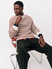 Marrón óxido - Suéter de corte estándar a rayas de cuello redondo con lana - Imagen 3 de 9