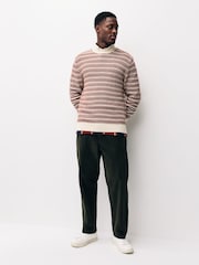 Marrón óxido - Suéter de corte estándar a rayas de cuello redondo con lana - Imagen 4 de 9