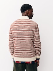 Marrón óxido - Suéter de corte estándar a rayas de cuello redondo con lana - Imagen 5 de 9