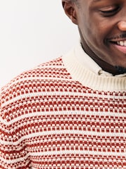 Marrón óxido - Suéter de corte estándar a rayas de cuello redondo con lana - Imagen 6 de 9