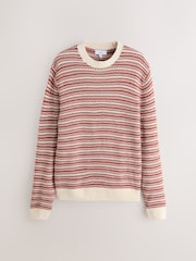 Marrón óxido - Suéter de corte estándar a rayas de cuello redondo con lana - Imagen 7 de 9