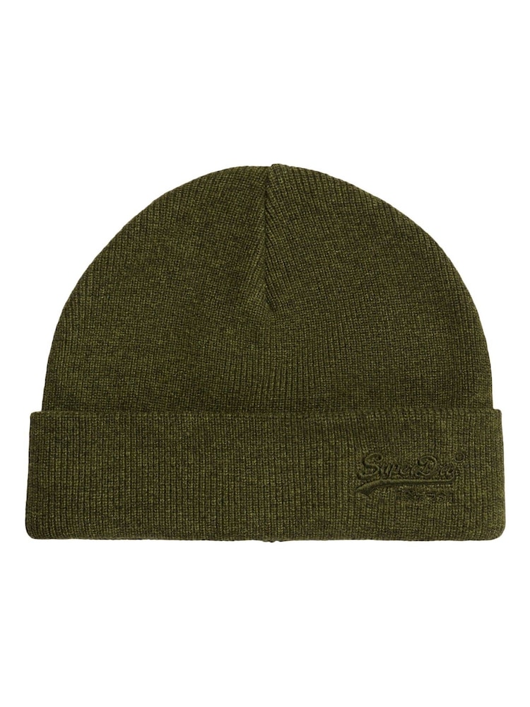 Superdry Green Essential Logo Knitted Beanie Hat - Image 1 of 4 Superdry Green Essential Logo Knitted Beanie Hat - Image 1 of 4
