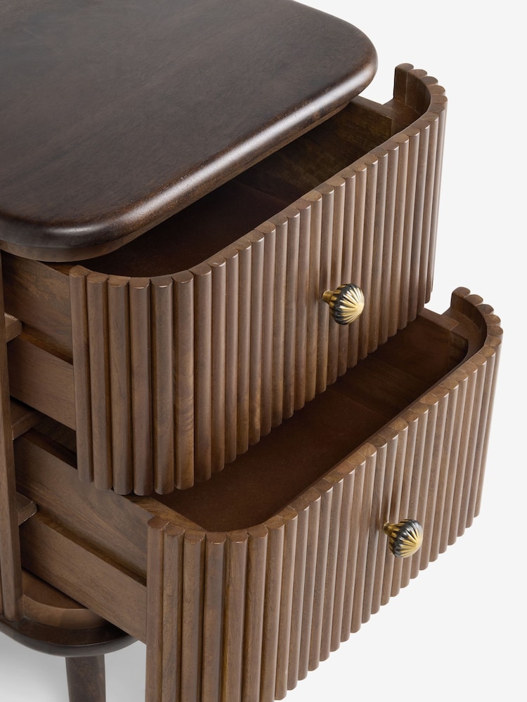 Nina Campbell Dark Mango Wood Leander 2 Drawer Bedside Table - Image 3 of 3 Nina Campbell Dark Mango Wood Leander 2 Drawer Bedside Table - Image 3 of 3