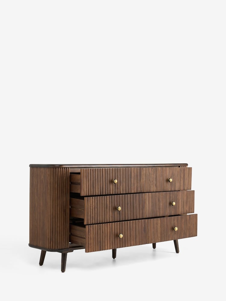 Nina Campbell Dark Mango Wood Leander 6 Drawer Wide Chest - Image 2 of 4 Nina Campbell Dark Mango Wood Leander 6 Drawer Wide Chest - Image 2 of 4