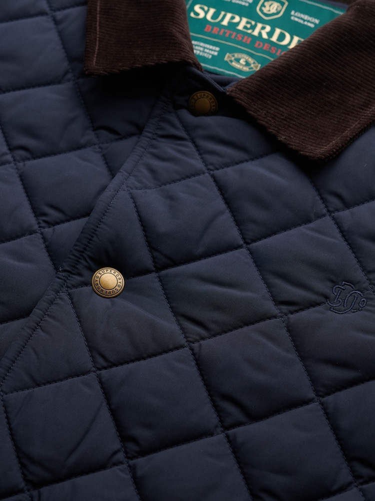 Superdry Blue Quilted Estate Coach Jacket - Image 7 of 7