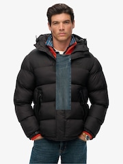 Superdry Black Hooded Tech Padded Jacket - Image 1 of 6