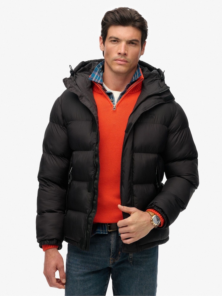 Superdry Black Hooded Tech Padded Jacket - Image 2 of 6