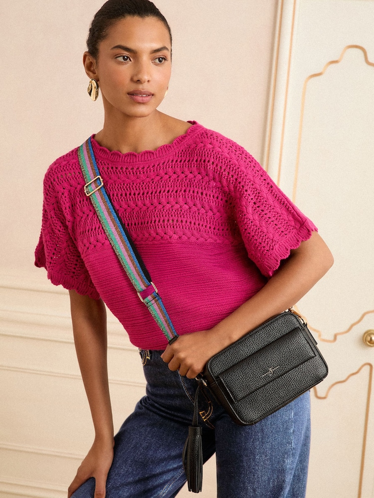 Love & Roses Black Cross-Body Bag with Pocket - Image 6 of 6