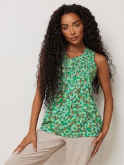 M&Co Green Petite Sleeveless Henley 100% Cotton Vest - Image 1 of 5