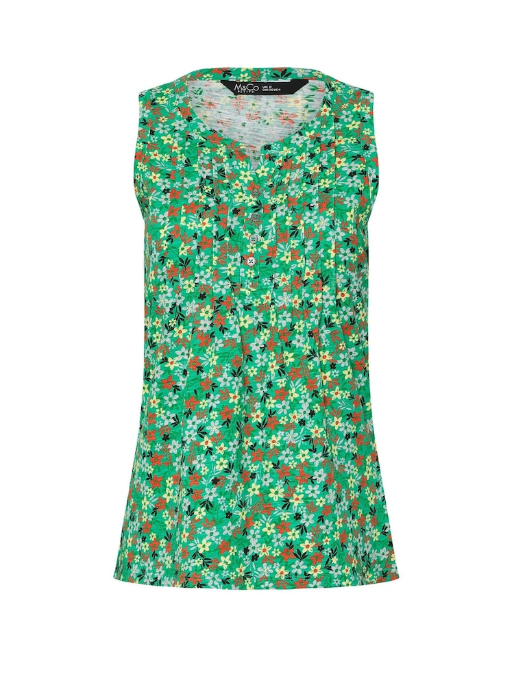 M&Co Green Petite Sleeveless Henley 100% Cotton Vest - Image 5 of 5