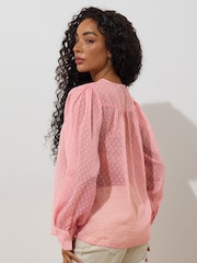 M&Co Pink Petite Long Sleeve Boho Blouse - Image 3 of 5