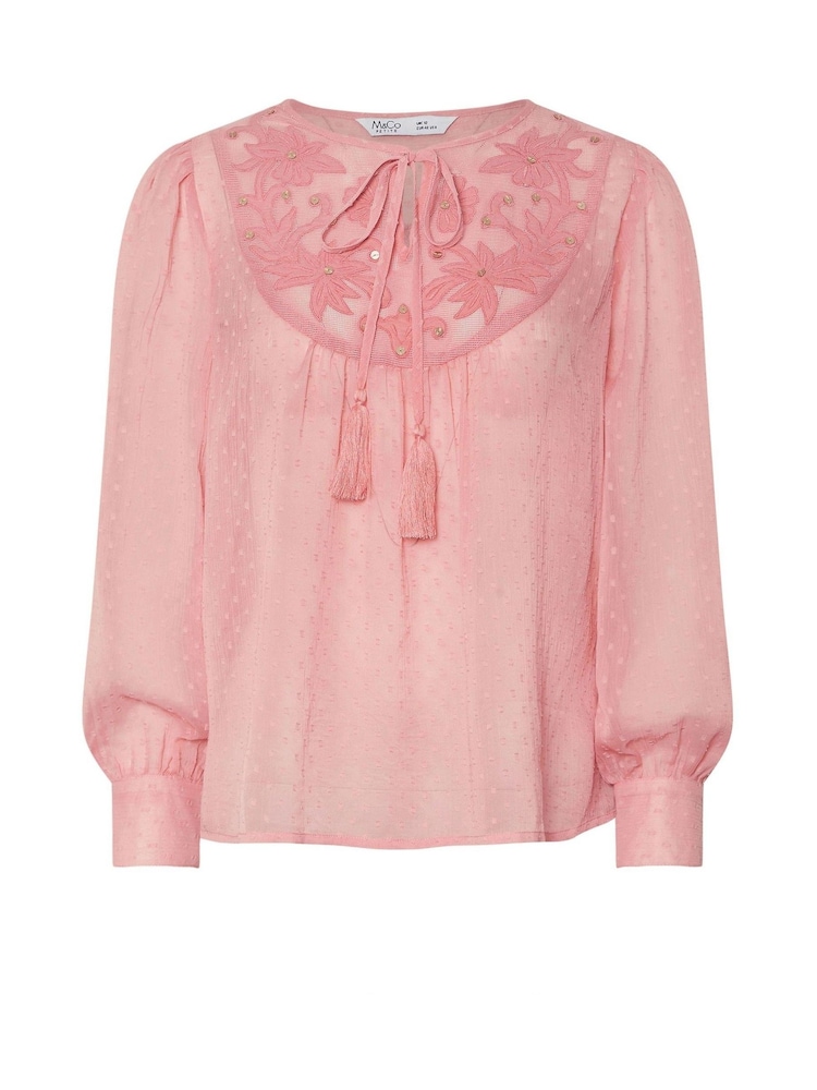 M&Co Pink Petite Long Sleeve Boho Blouse - Image 5 of 5