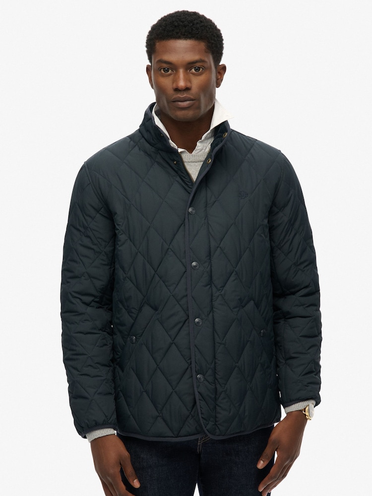 Superdry Blue Quilted Estate Jacket - Image 1 of 7 Superdry Blue Quilted Estate Jacket - Image 1 of 7