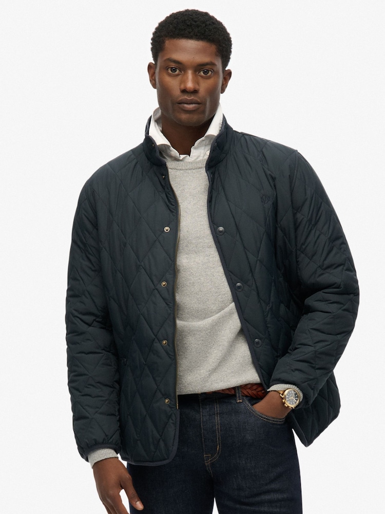Superdry Blue Quilted Estate Jacket - Image 2 of 7 Superdry Blue Quilted Estate Jacket - Image 2 of 7
