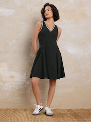 PixieGirl Petite Black Stripe Trim Flippy Mini Dress - Image 1 of 5
