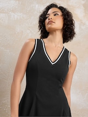 PixieGirl Petite Black Stripe Trim Flippy Mini Dress - Image 4 of 5